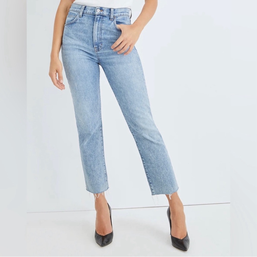 Veronica Beard Joey High Rise Straight Leg Jeans Womens 26 Silverwood Button Zip